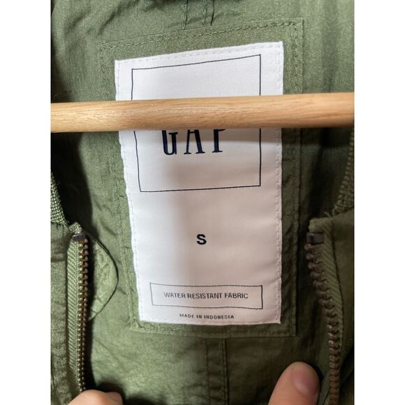 GAP Mens Bomber Windbreaker Jacket Olive Army Green Size Small Water Resistant - Picture 3 of 5